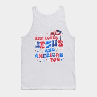 She loves Jesus and America Too Tee Christian 4th of July Gift For Men Women Tank Top